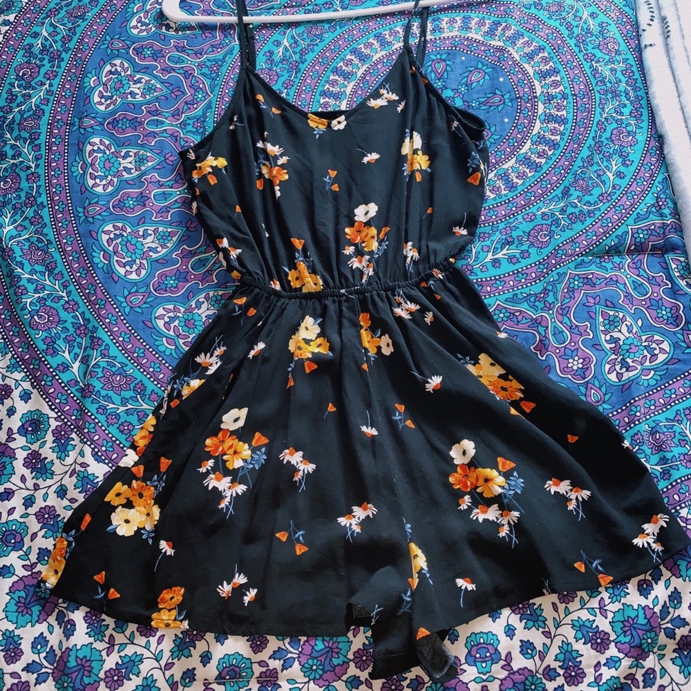 Black Floral Romper